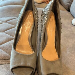 Jessica Simpson Gray Peep Toe Heels